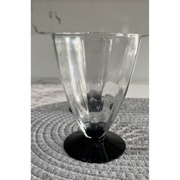Set of 4 Bryce 8oz Water Glass MONTEREY-CLEAR-BLACK BASE - Picture 1 of 8
